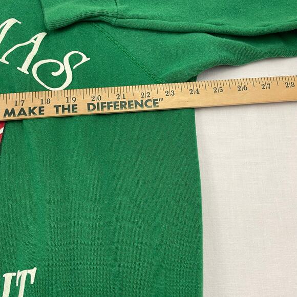 VTG 90s Ultra Sweats Green Christmas Teddy Bear Sweatshirt Size XL, Made in USA - Picture 5 of 7